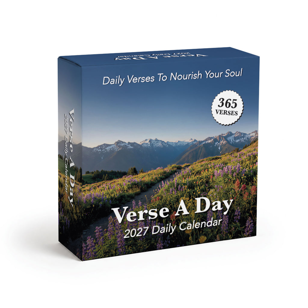 The 2027 A Verse A Day Calendar by HannahFaithstore is a daily inspiration calendar box featuring beautiful mountain and wildflower photography. With "365 verses" and "Daily Verses To Nourish Your Soul" highlighted on the cover, this mindfulness calendar is perfect for uplifting your spirit every day.